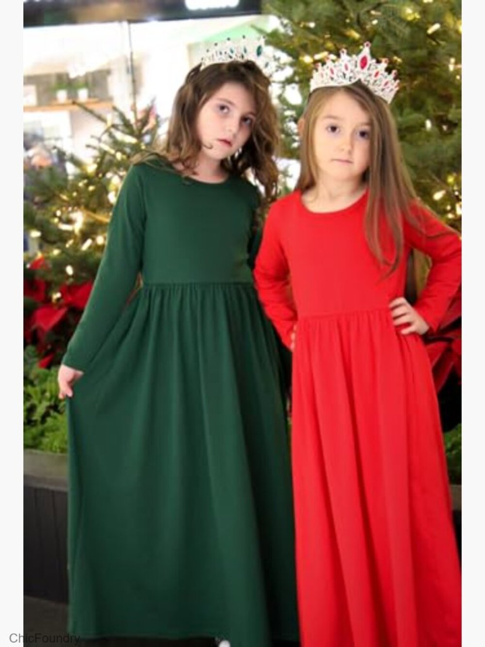 Girls Casual Maxi Dress with Pockets Long Sleeve A-Line - Picture 2 of 7